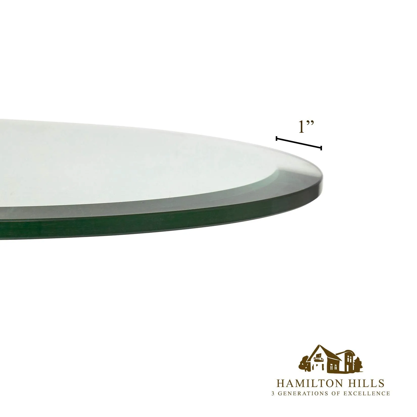 18 Inch Beveled Glass Table Top | 1/2" Thick Tempered Polished Edge | 18" Diameter 1"