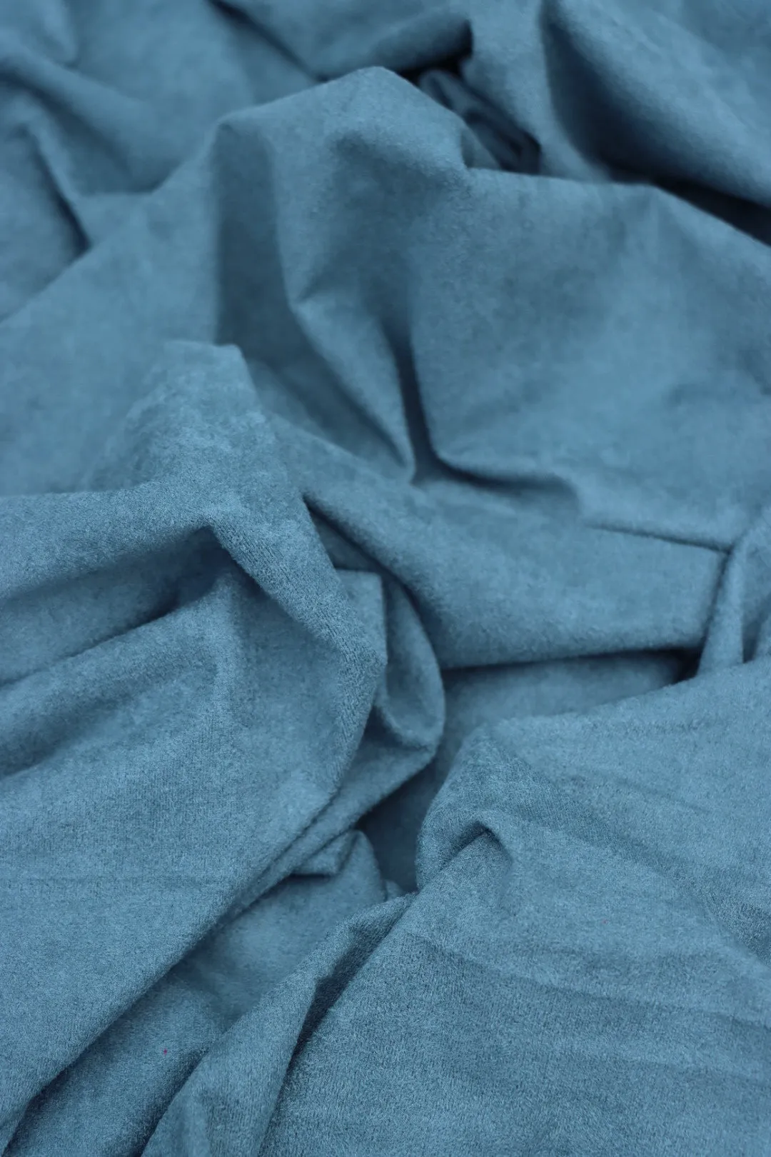 1YD 28IN REMNANT; Sea Blue Microsuede Jersey Knit