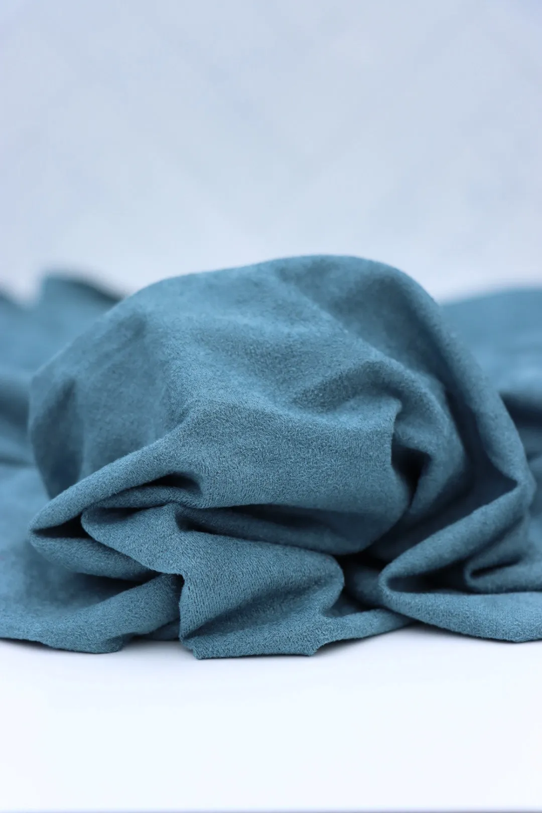 1YD 28IN REMNANT; Sea Blue Microsuede Jersey Knit