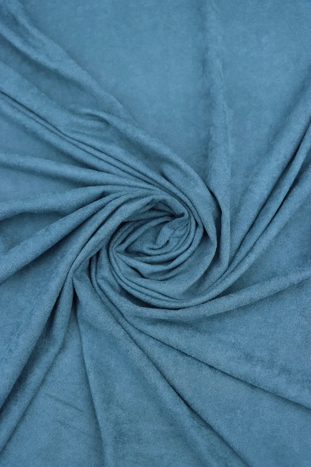 1YD 28IN REMNANT; Sea Blue Microsuede Jersey Knit