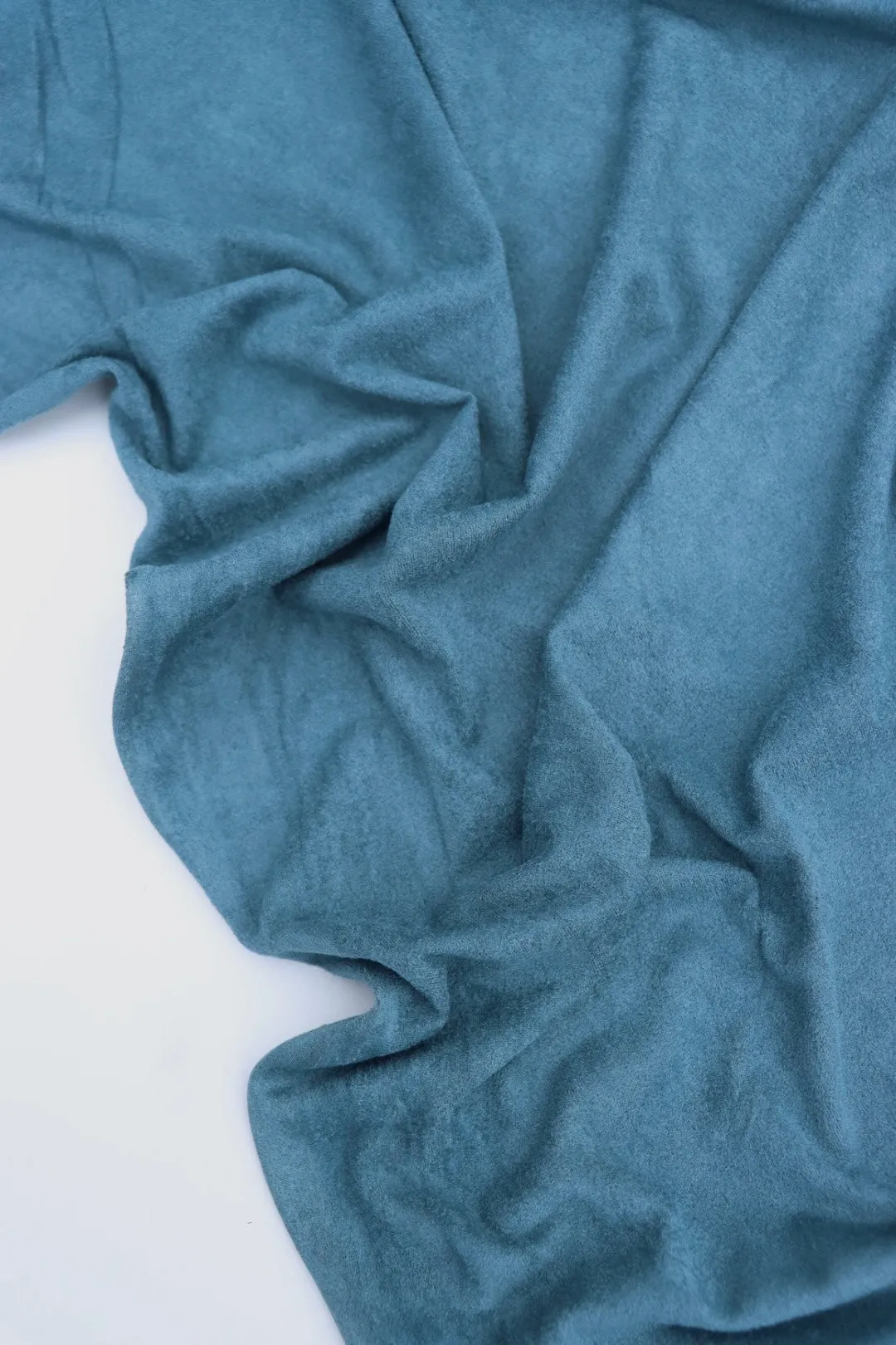 1YD 28IN REMNANT; Sea Blue Microsuede Jersey Knit