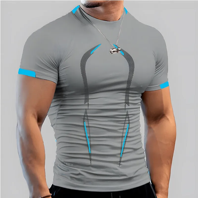 2022 Men&#39;s Summer Casual Comfortable Tight-Fitting T-Shirt Sports Gym Sportswear Quick-Drying Breathable Shirt XXS-6XL
