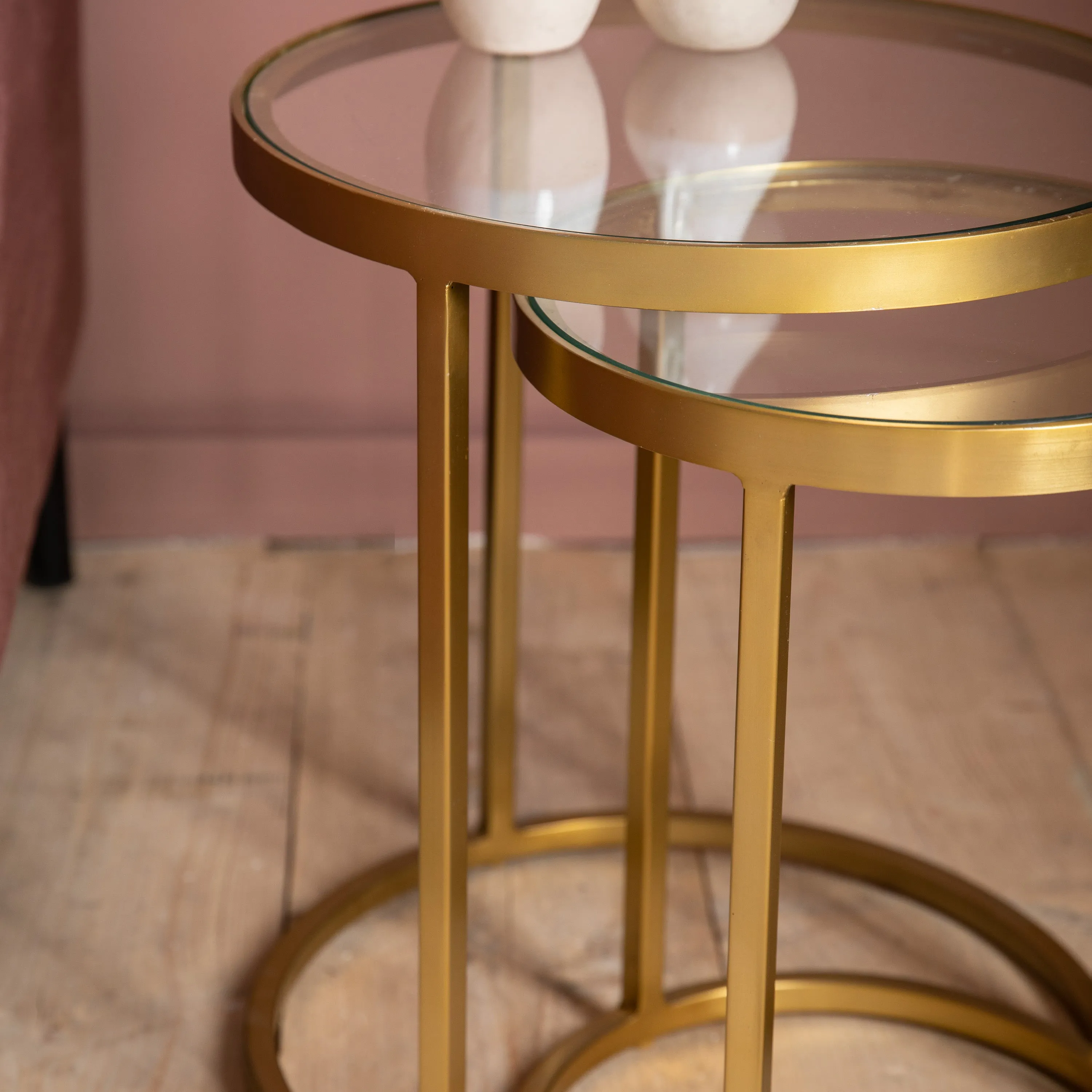Amos Rowe Nest of Two Tables Gold