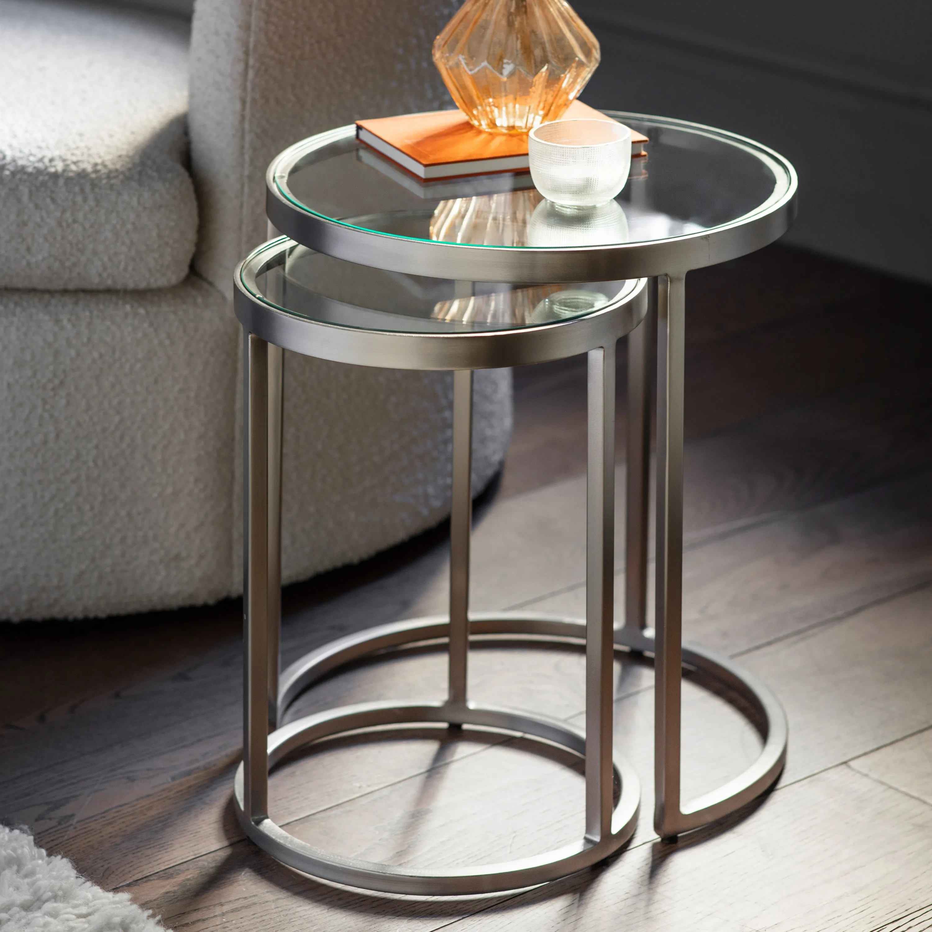 Amos Rowe Nest of Two Tables Silver