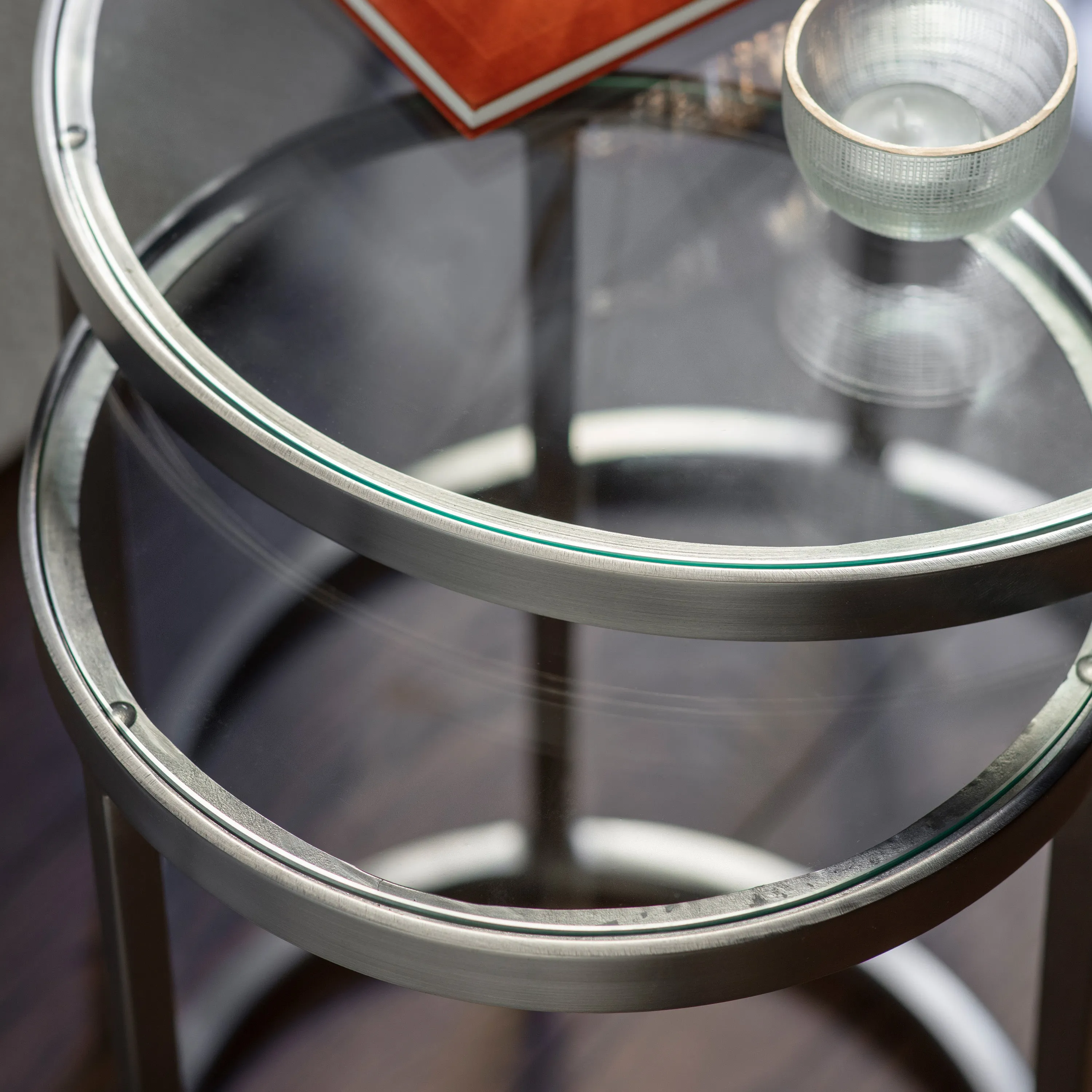 Amos Rowe Nest of Two Tables Silver
