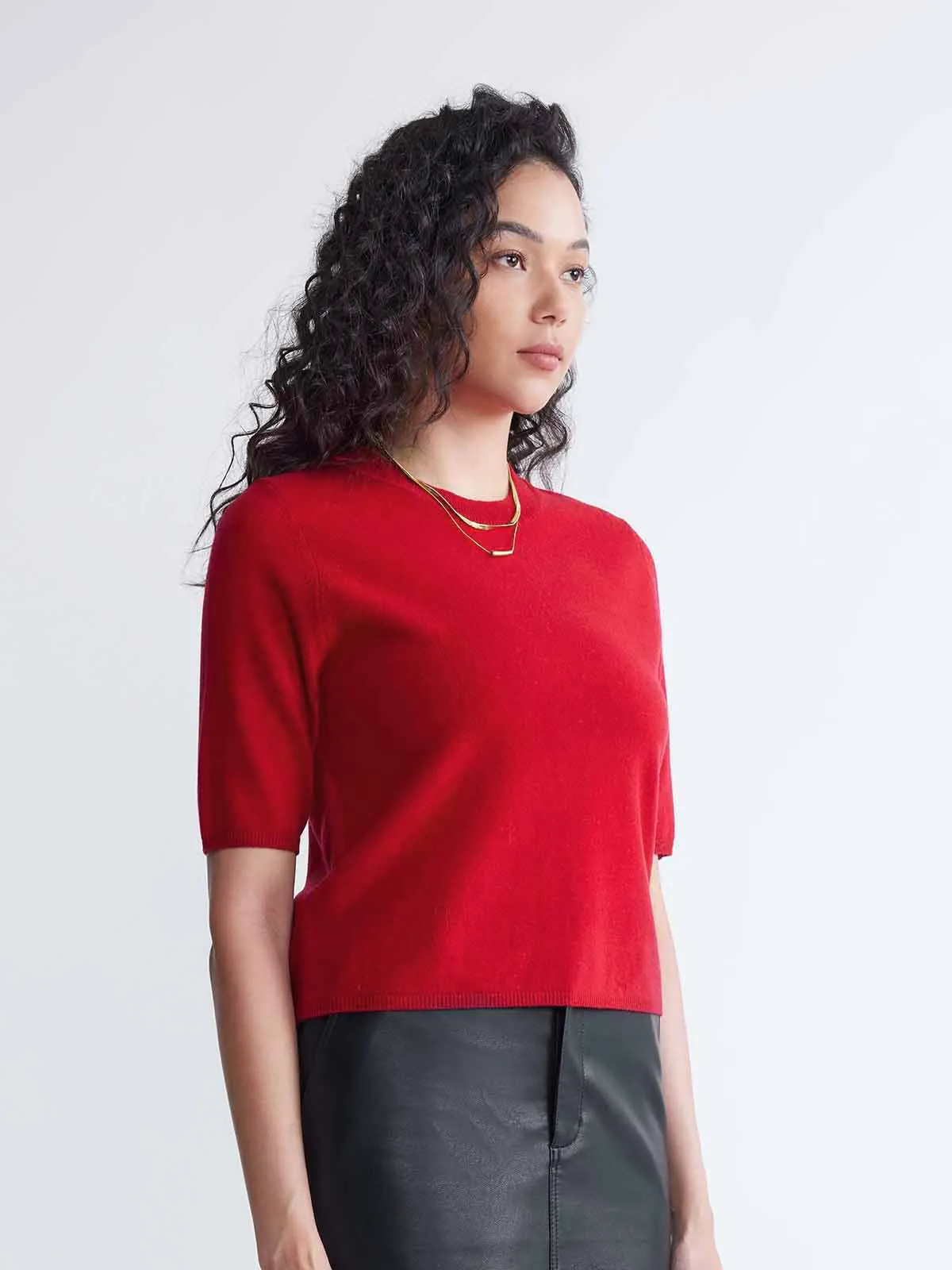 ASOBIO Lightweight 100% Wool Crewneck Top