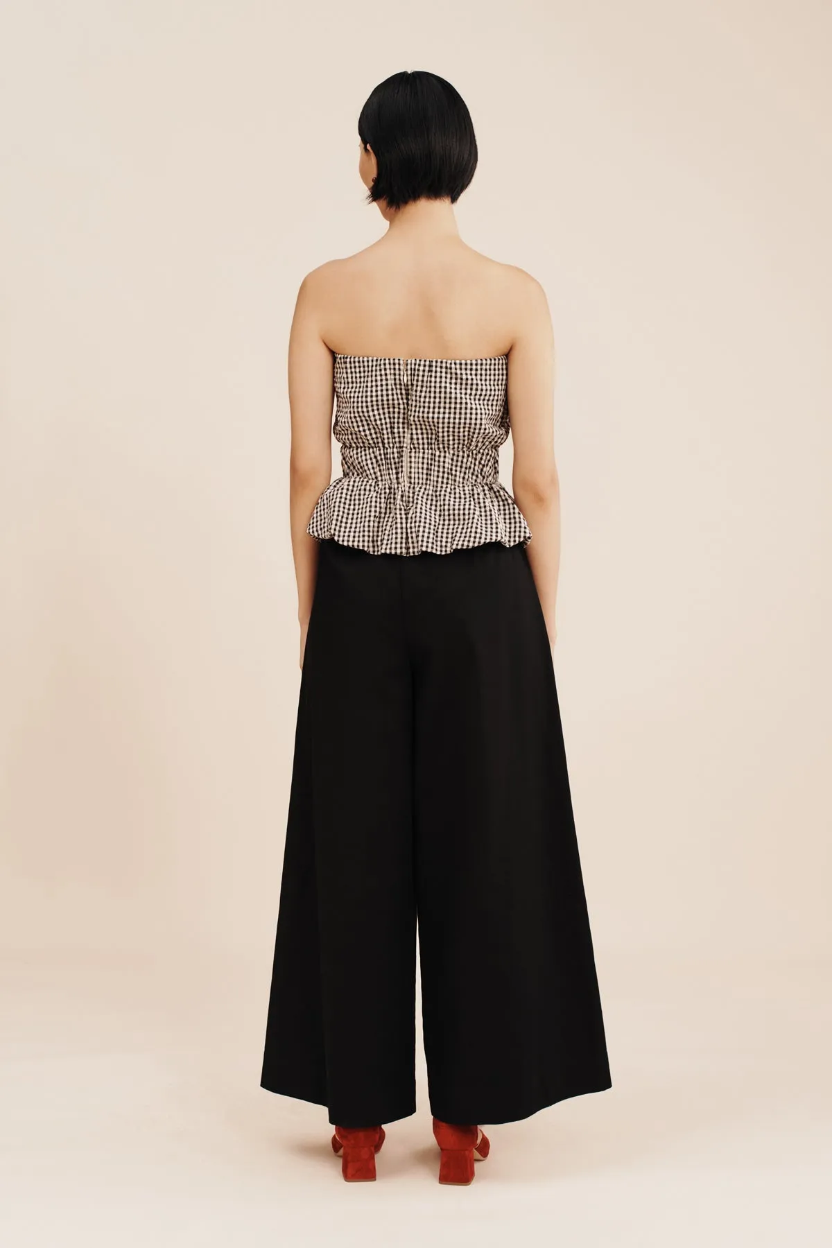 AURELIA STRAPLESS TOP - GINGHAM