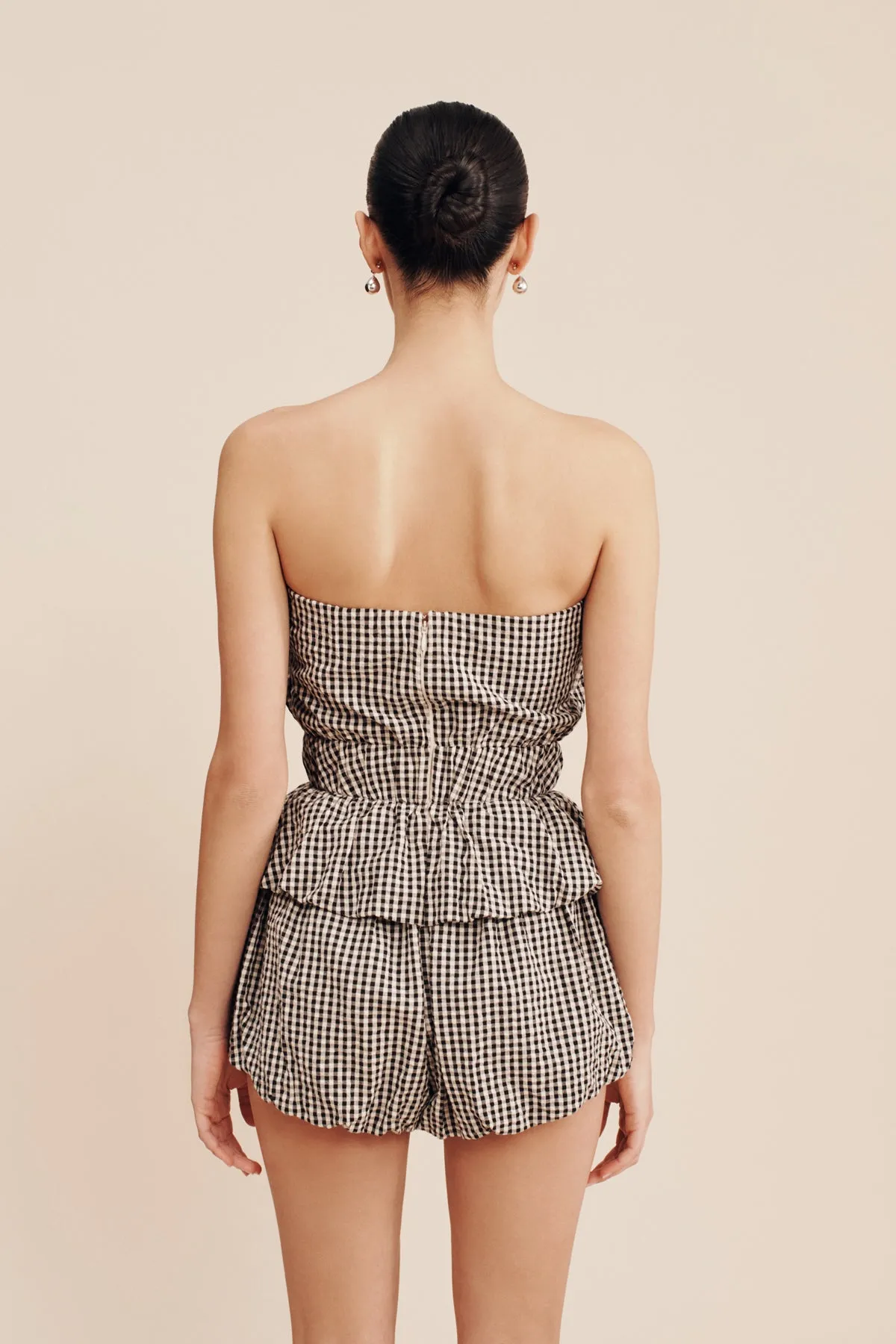 AURELIA STRAPLESS TOP - GINGHAM