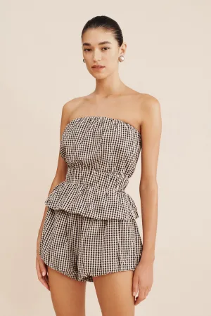 AURELIA STRAPLESS TOP - GINGHAM