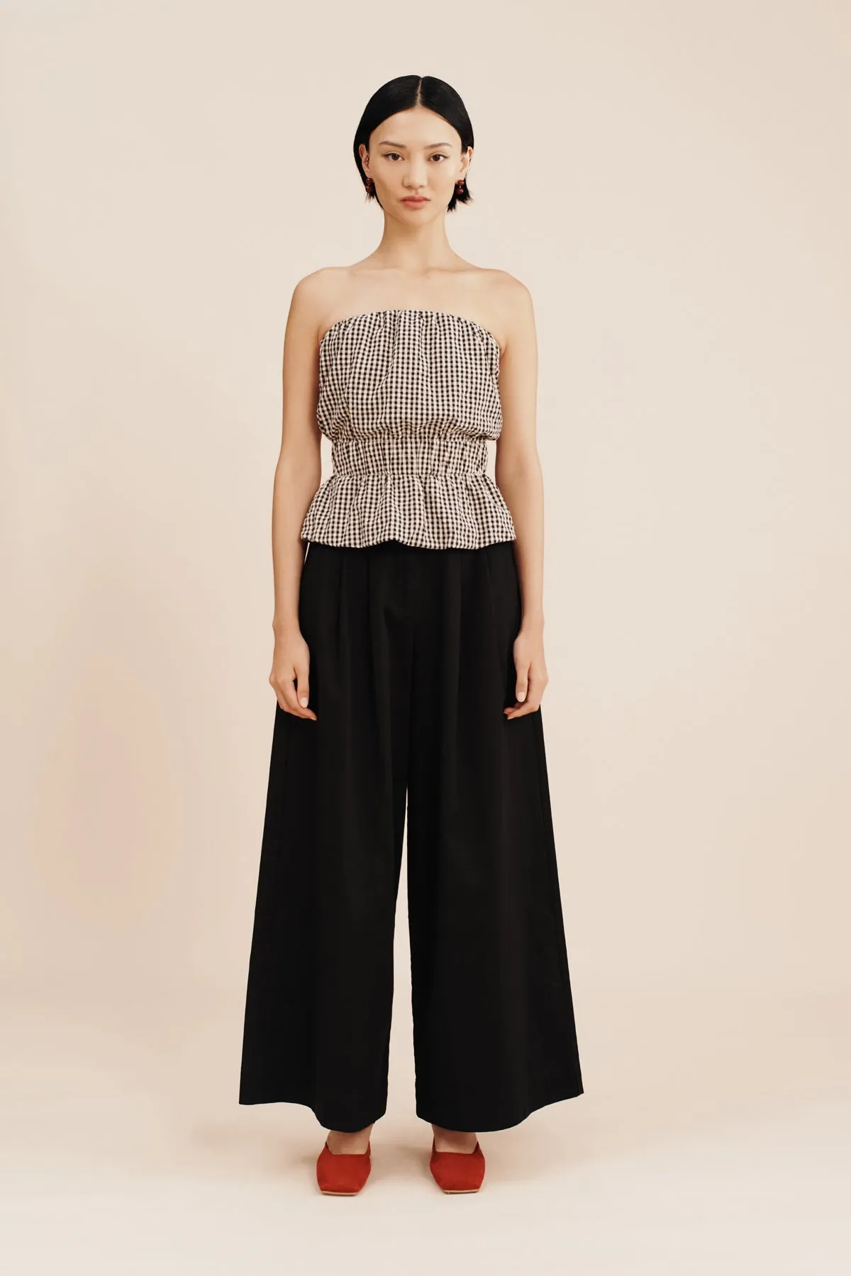 AURELIA STRAPLESS TOP - GINGHAM