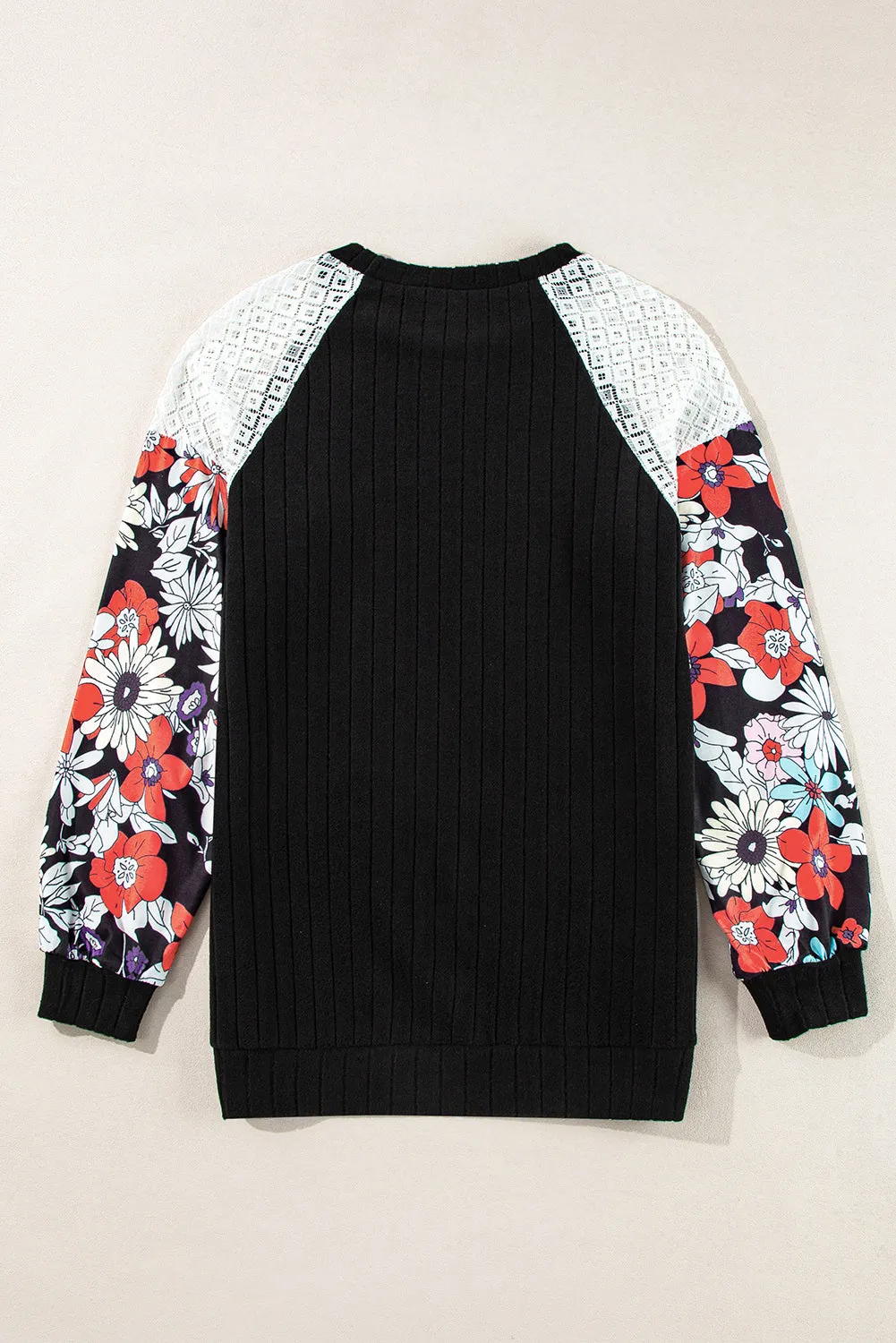 Bailey Patchwork Long Sleeve Ribbed Blouse
