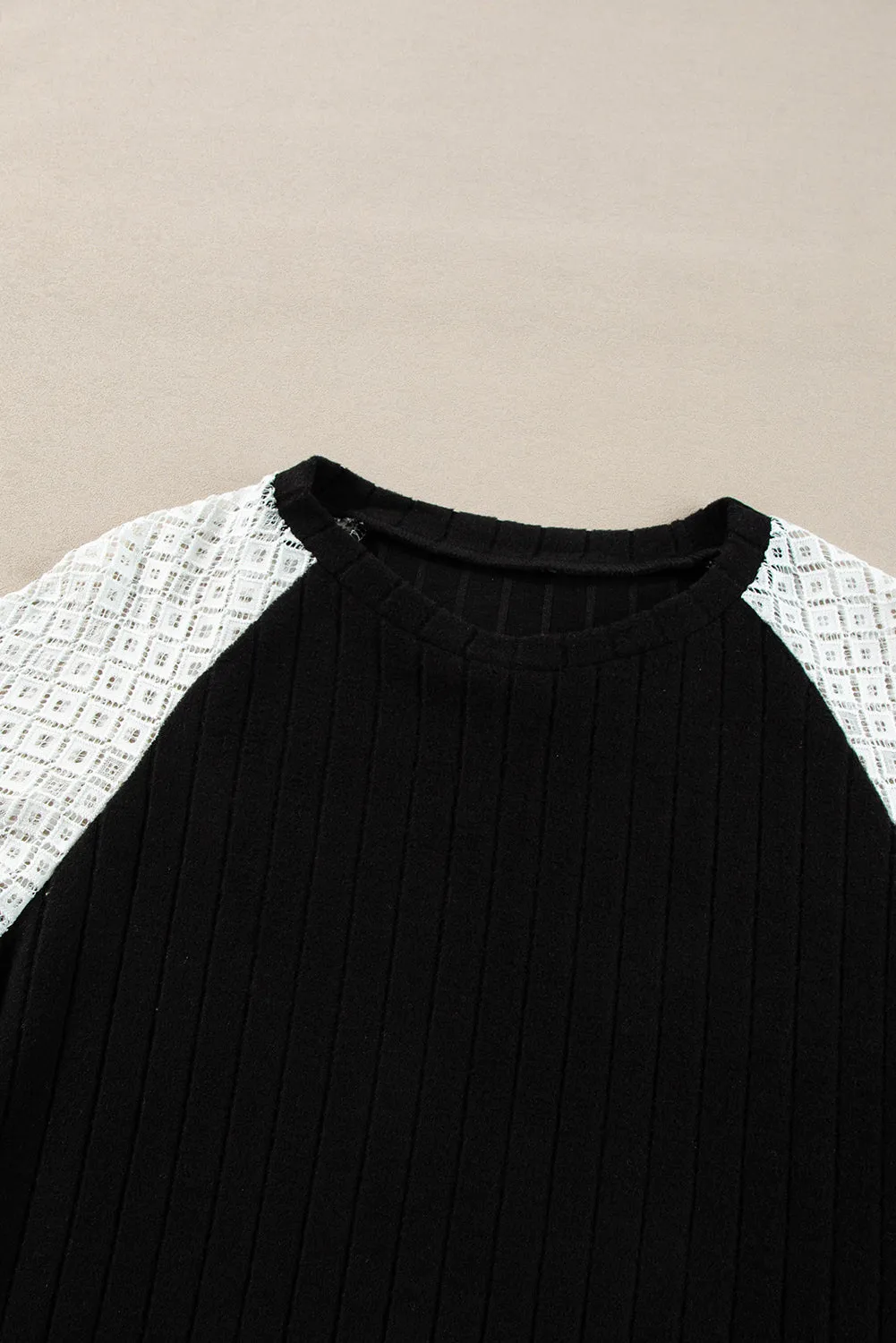 Bailey Patchwork Long Sleeve Ribbed Blouse