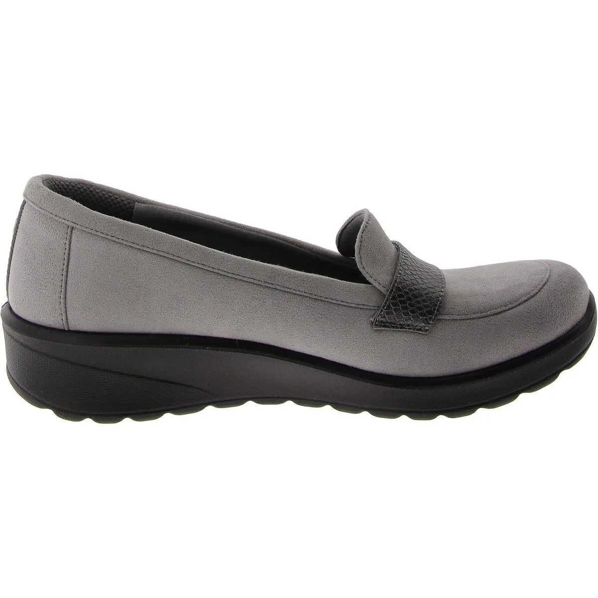 Bzees Womens Gamma 2 Faux Leather Trim Slip-On Loafers