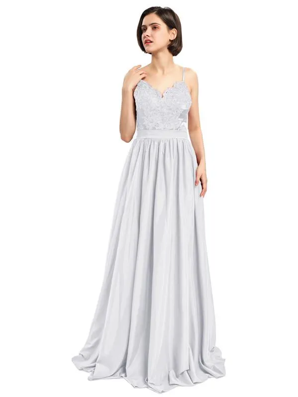 Charming A-line Applique Spaghetti Straps Prom Dresses