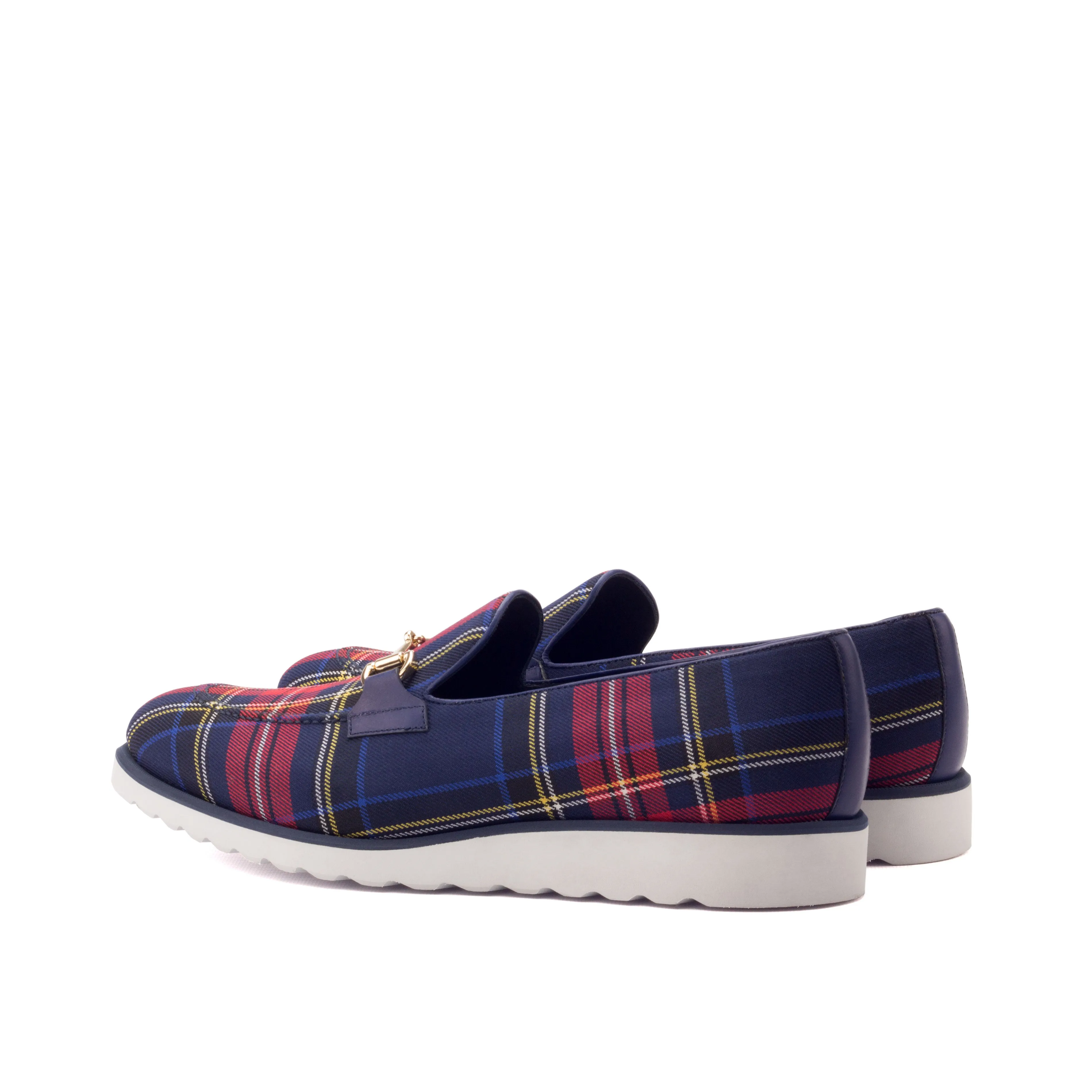 DapperFam Luciano in Tartan / Navy Men's Sartorial & Italian Leather Loafer