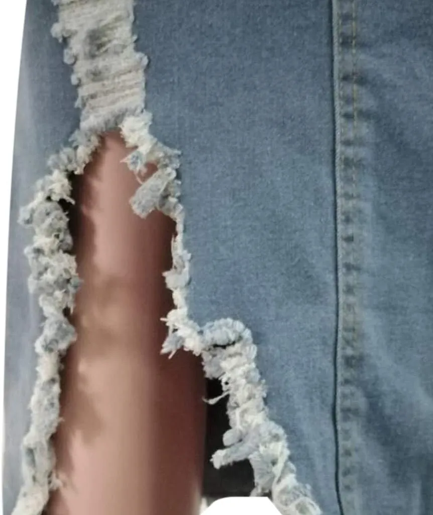 Denim Skirts for Women Casual Summer Ripped Destroyed Bodycon Jean Skirt Midi Skirts for Women