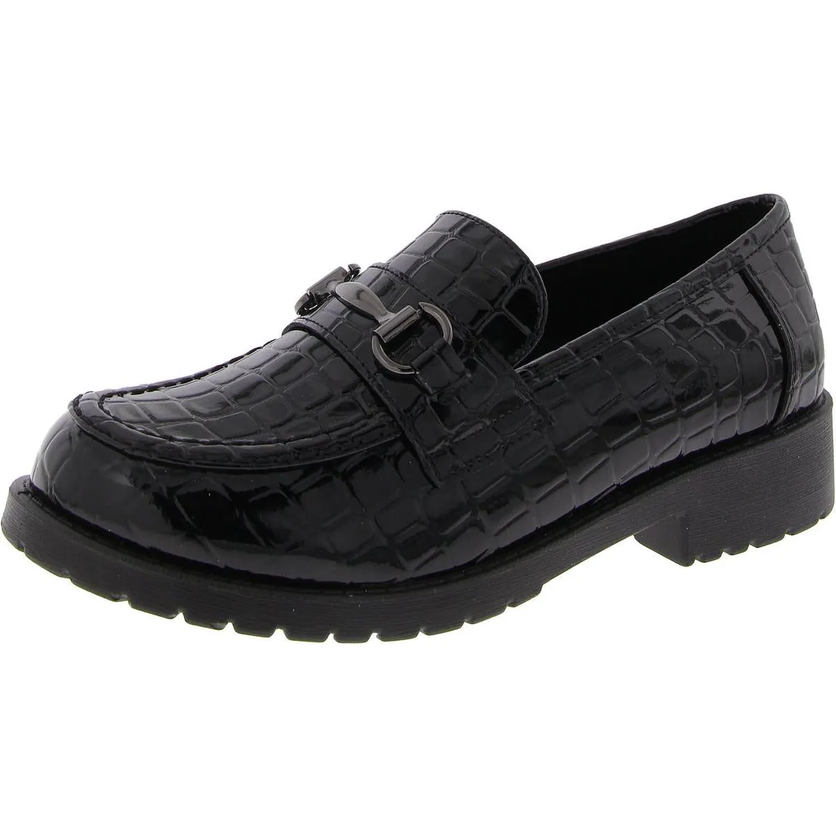 Easy Street Womens Witney Patent Block Heel Loafers