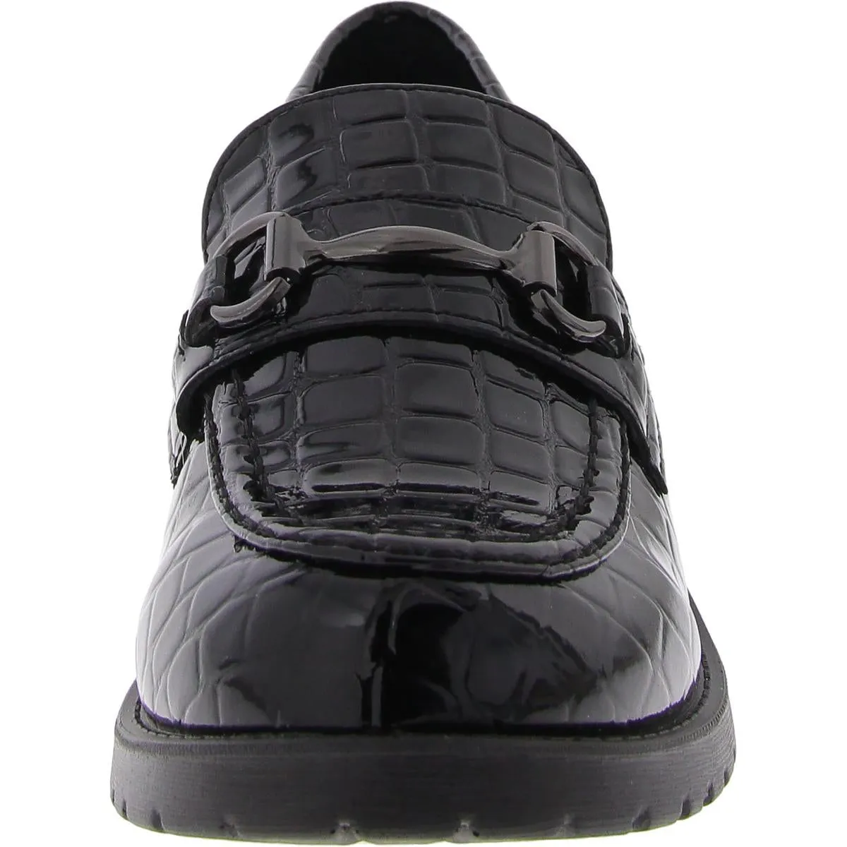 Easy Street Womens Witney Patent Block Heel Loafers