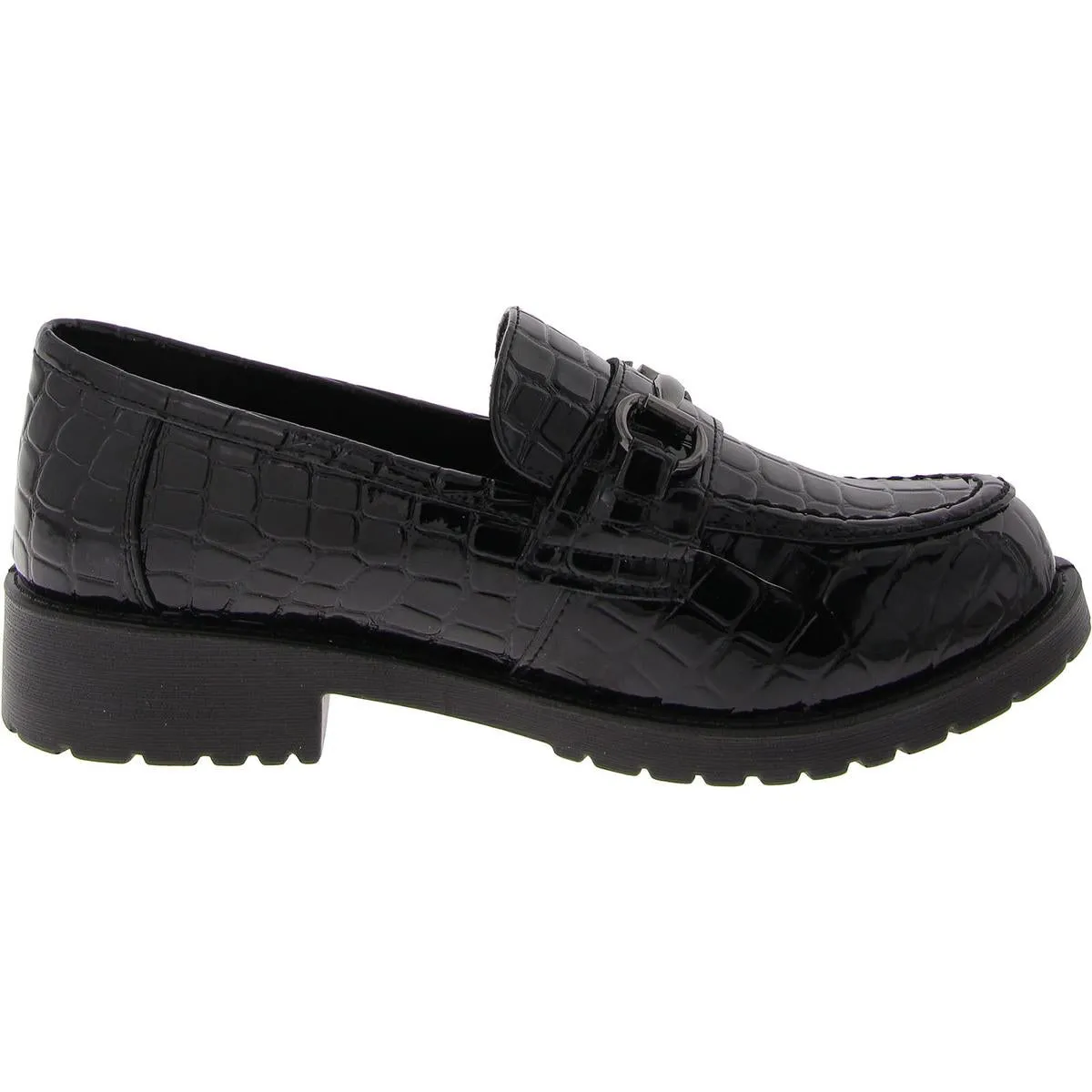 Easy Street Womens Witney Patent Block Heel Loafers