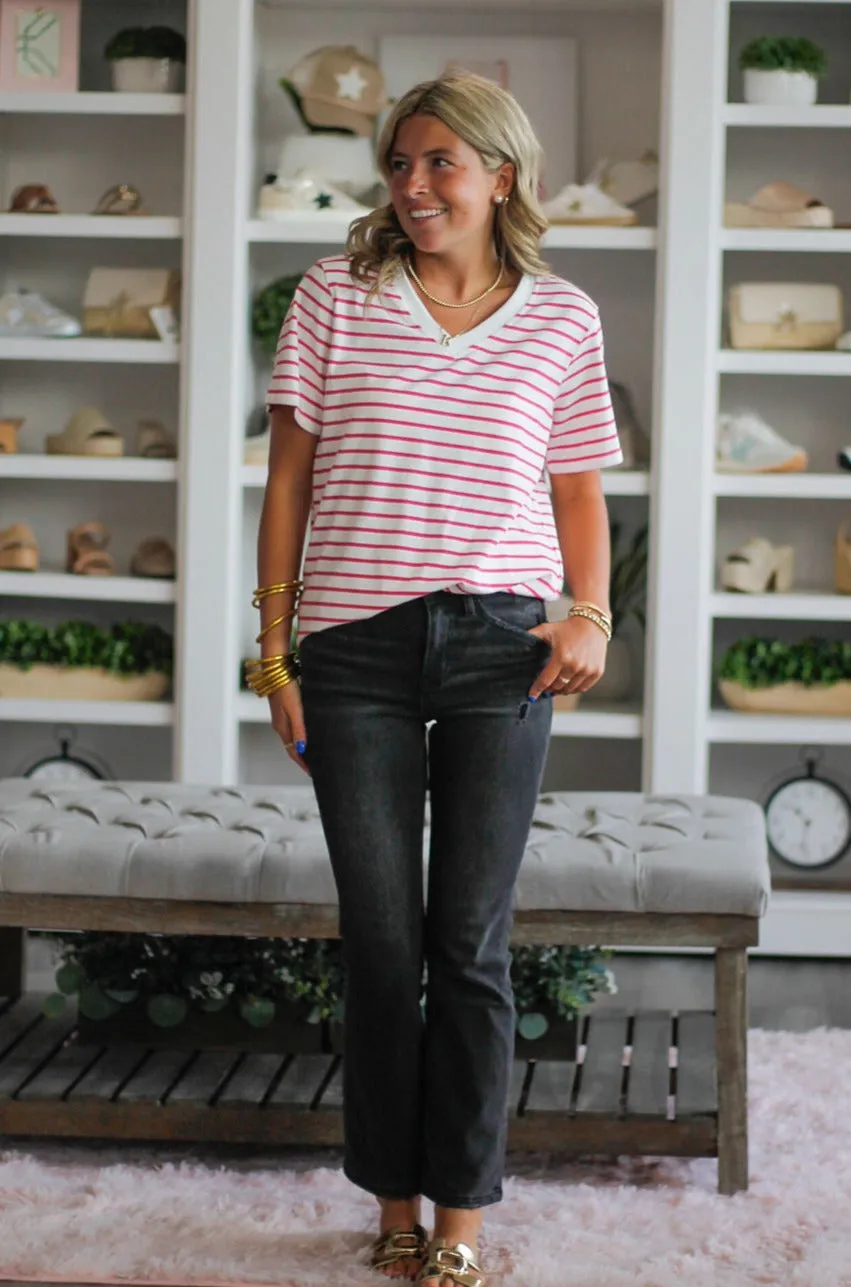 Elaine High Rise Crop Flare Jeans