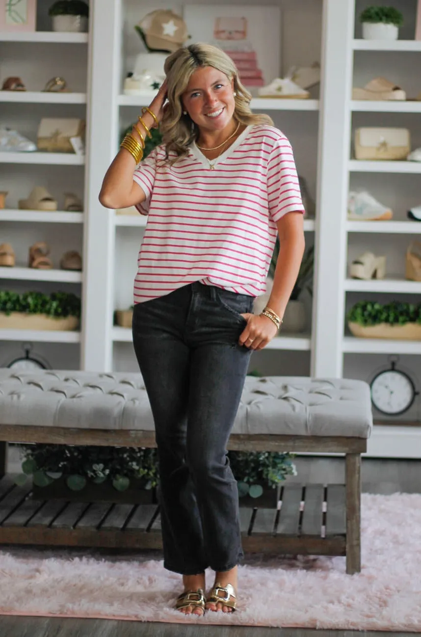 Elaine High Rise Crop Flare Jeans