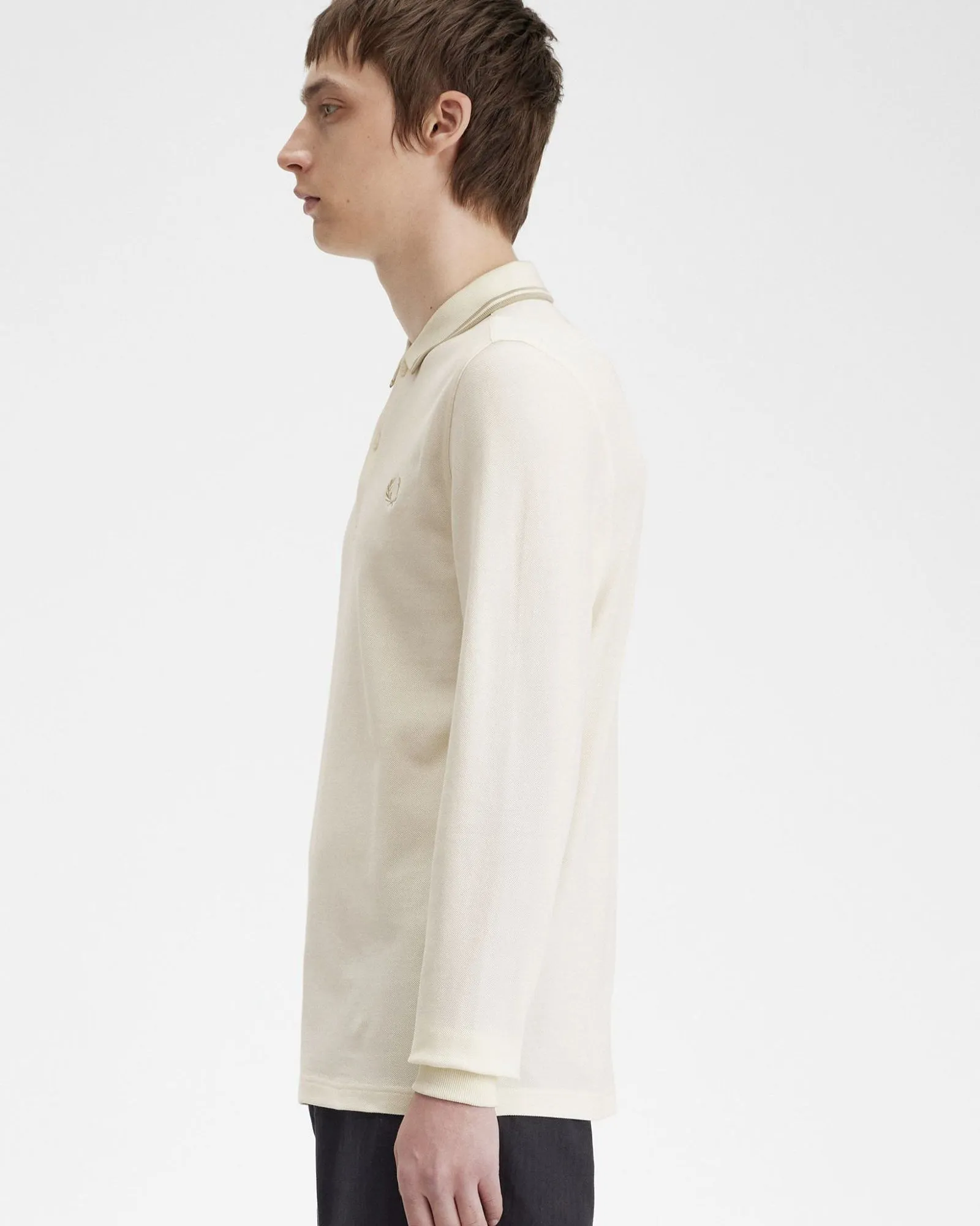Fred Perry L/S Twin Tipped Polo Shirt - Ecru / Oatmeal