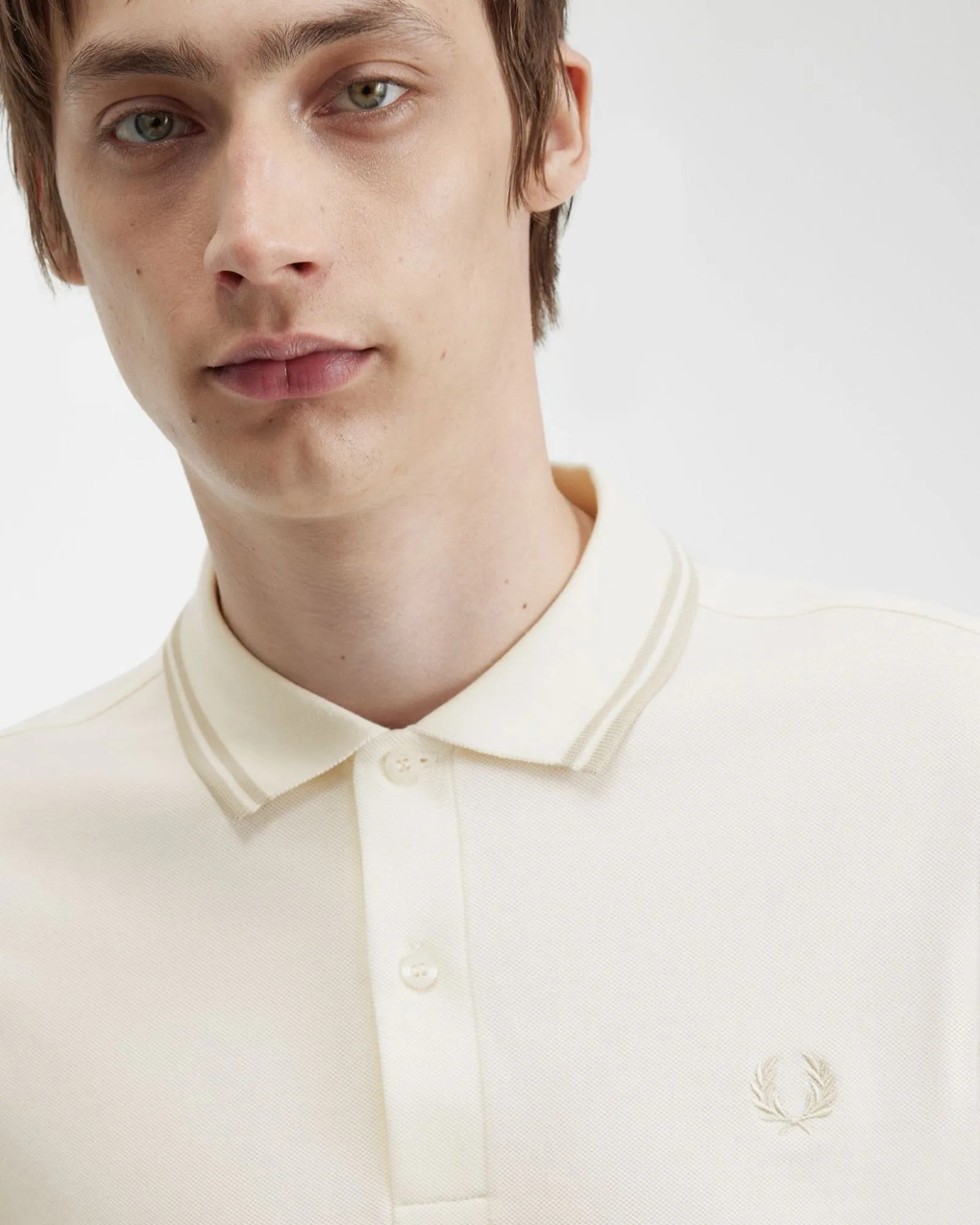 Fred Perry L/S Twin Tipped Polo Shirt - Ecru / Oatmeal