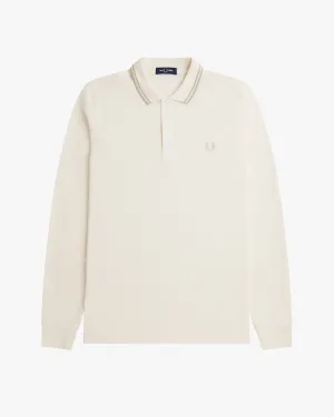 Fred Perry L/S Twin Tipped Polo Shirt - Ecru / Oatmeal