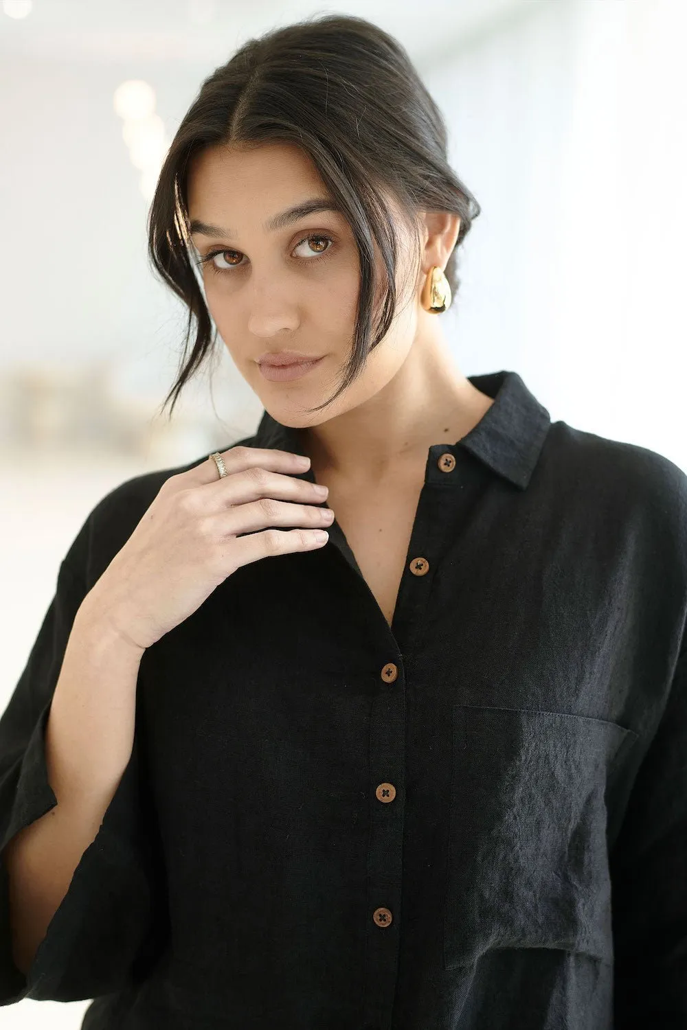 Fundamental Linen Shirt - Black 