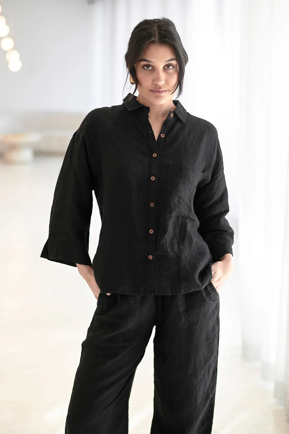 Fundamental Linen Shirt - Black 