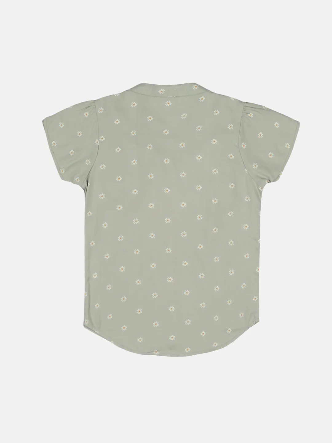 Girl's Cap Sleeve Frill Layard Printed Top