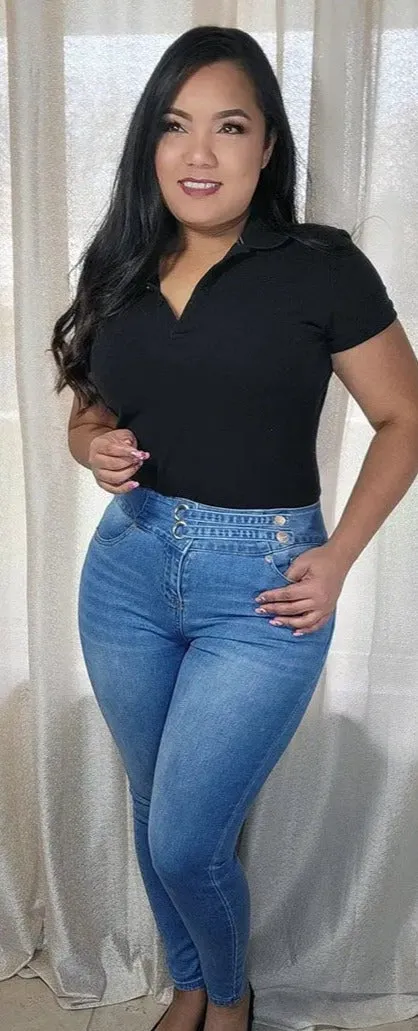 High Waisted Skinny Jeans Belted