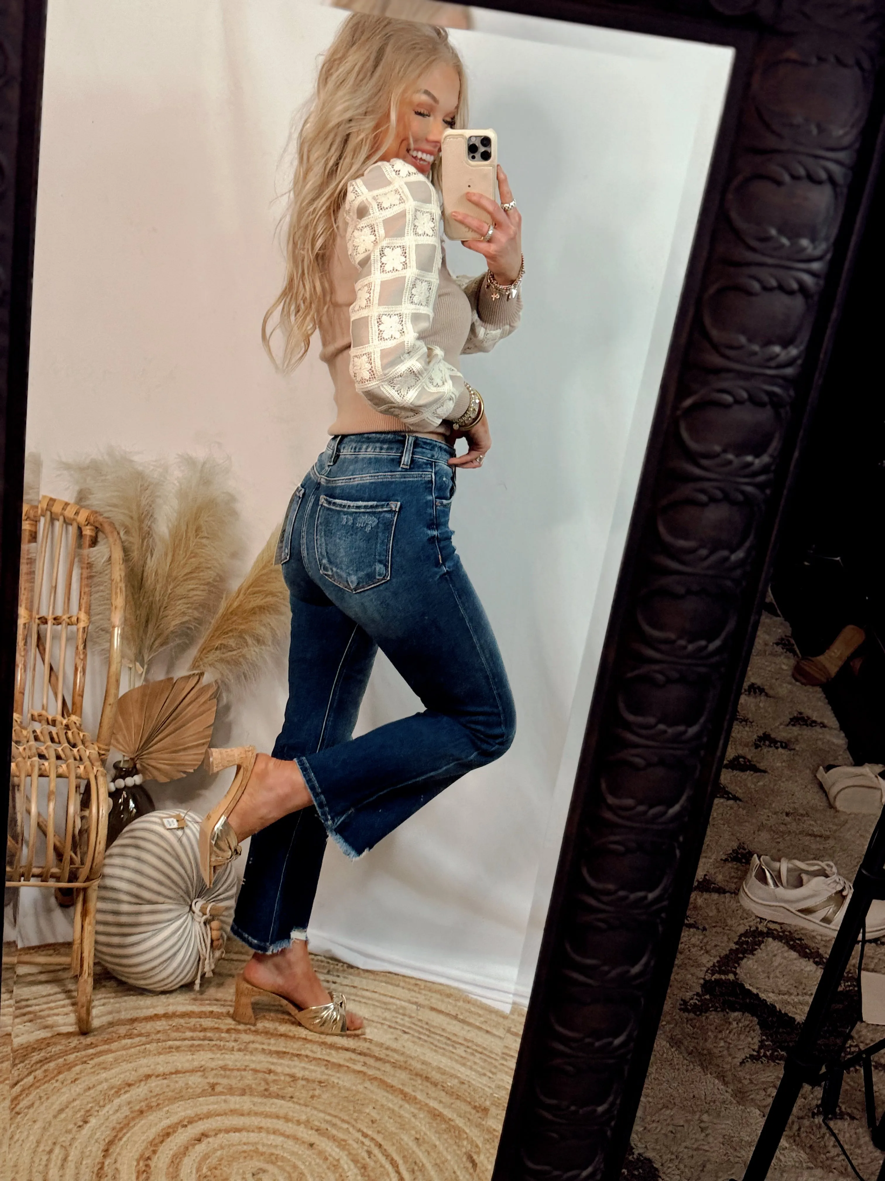 Holy Roller High Waisted Wide Leg Cropped Jeans