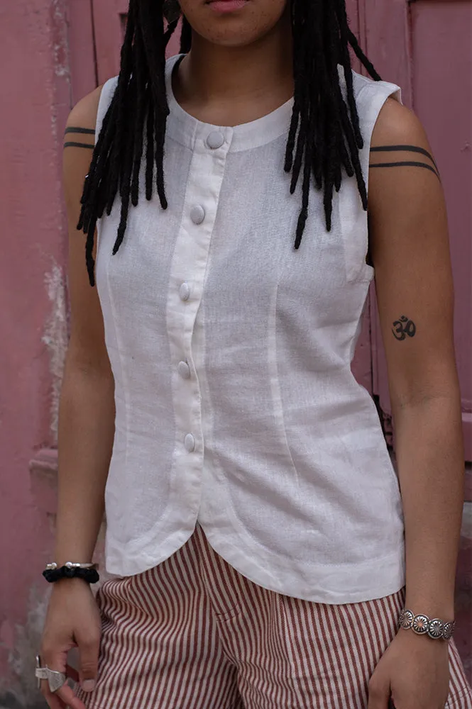 ICHI Linno Cloud Dancer Fitted Top