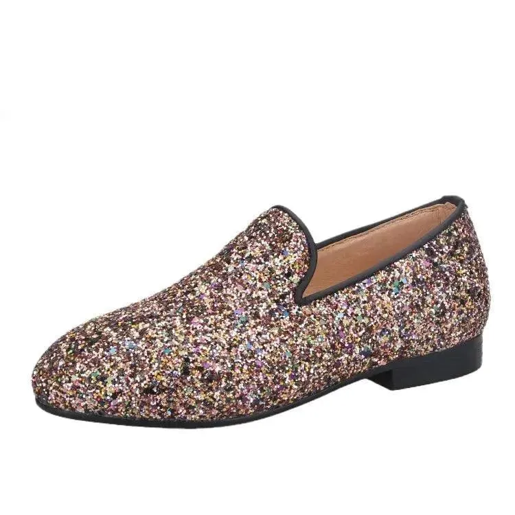 Kids Loafers Sparkle Step: Handcrafted Multicolor Children's Loafers