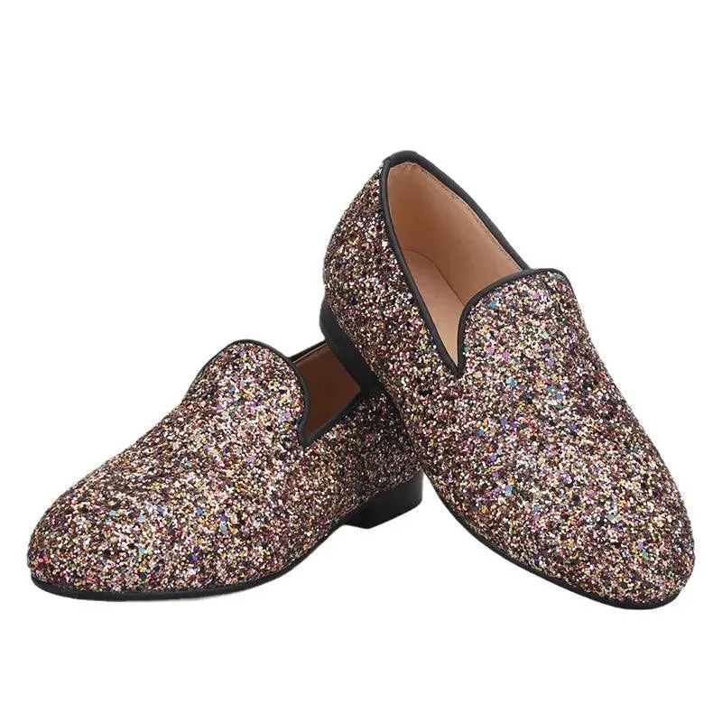 Kids Loafers Sparkle Step: Handcrafted Multicolor Children's Loafers