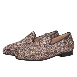 Kids Loafers Sparkle Step: Handcrafted Multicolor Children's Loafers