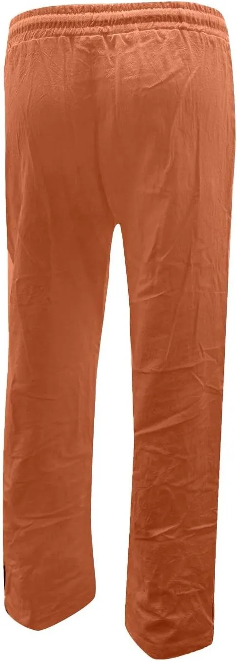 Linen Pants Women 2025 Summer Drawstring Trousers Pockets Casual Loose Wide Leg Lounge Pant for Beach Travel Vacation