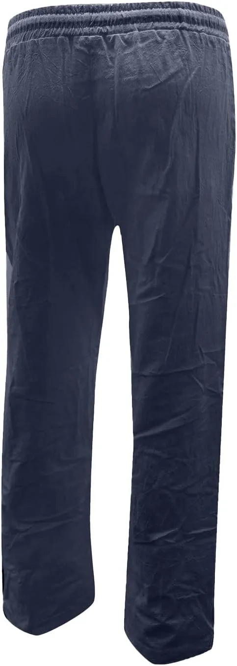 Linen Pants Women 2025 Summer Drawstring Trousers Pockets Casual Loose Wide Leg Lounge Pant for Beach Travel Vacation