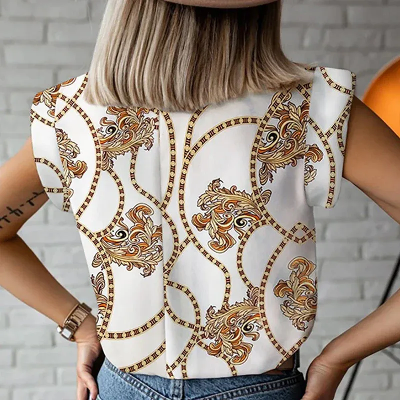 Lips Eyelash Print Sleeveless Elegant Casual Blouse Fashion T-shirt