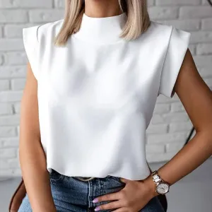 Lips Eyelash Print Sleeveless Elegant Casual Blouse Fashion T-shirt