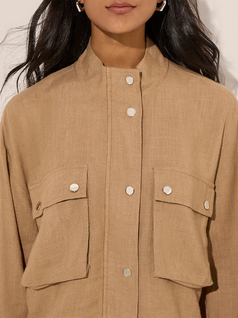 LOV Taupe Linen-Blend Jacket