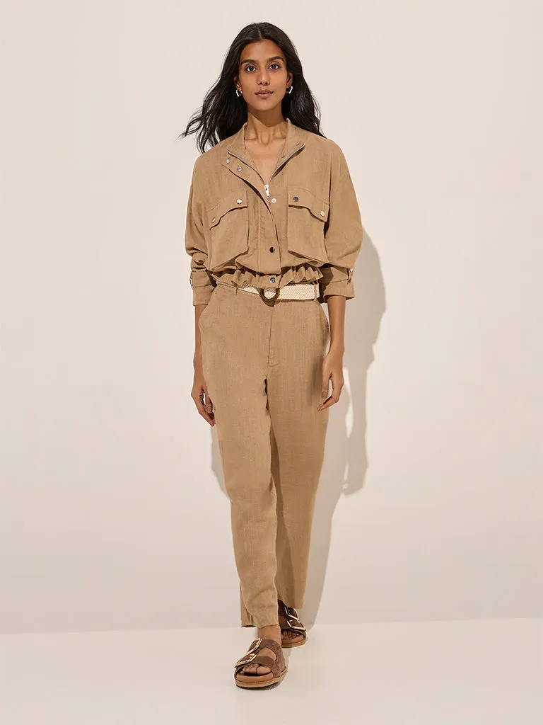 LOV Taupe Linen-Blend Jacket
