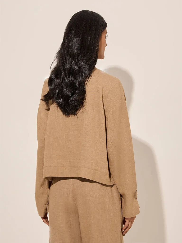 LOV Taupe Linen-Blend Jacket