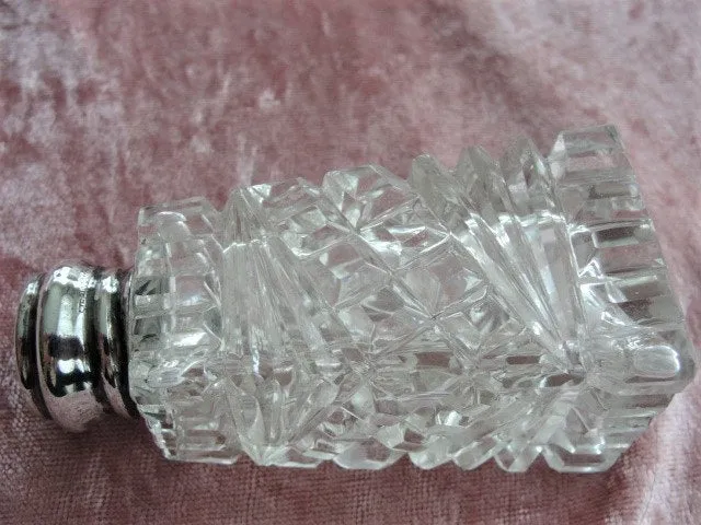 LOVELY Antique Cut Crystal Salt and Pepper Shakers Sterling and Mother of Pearl Tops, Elegant Dining, Wedding Gift, House Warming Gift