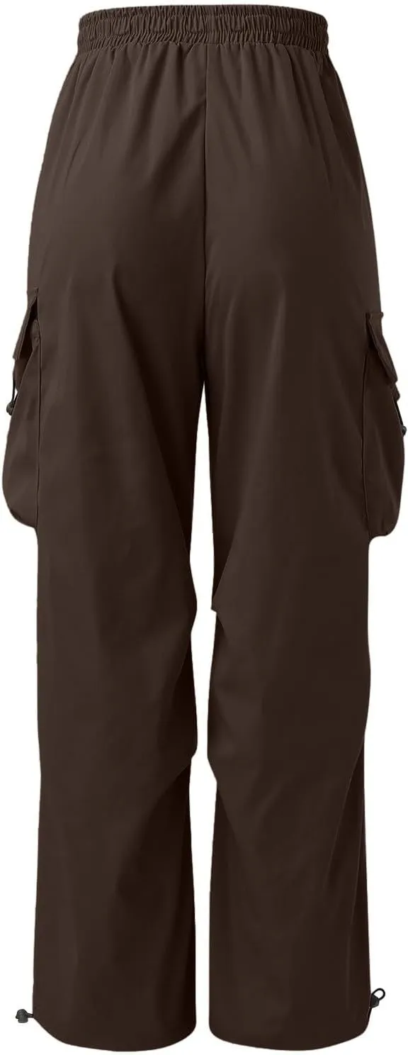 Men's Baggy Cargo Pants Drawstring Casual Y2K Parachute Pants Loose Fit Harem Joggers with Pockets