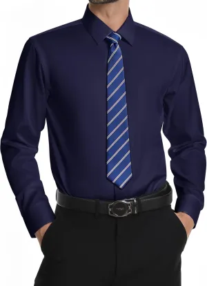 Mens Dress Shirts Long Sleeve Stretch Wrinkle Free Rgular Fit Formal Casual Wedding Prom Button Up Shirt