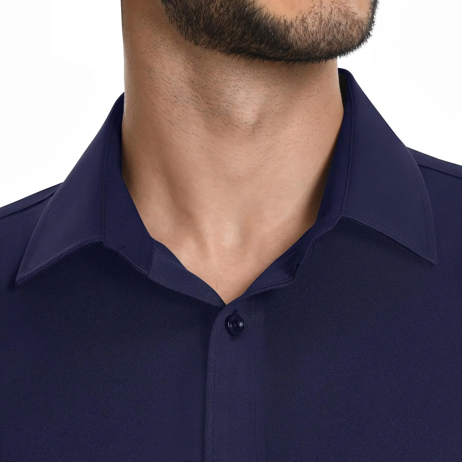 Mens Dress Shirts Long Sleeve Stretch Wrinkle Free Rgular Fit Formal Casual Wedding Prom Button Up Shirt