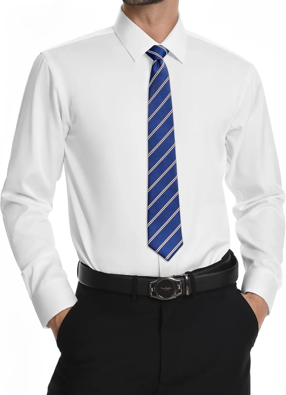 Mens Dress Shirts Long Sleeve Stretch Wrinkle Free Rgular Fit Formal Casual Wedding Prom Button Up Shirt