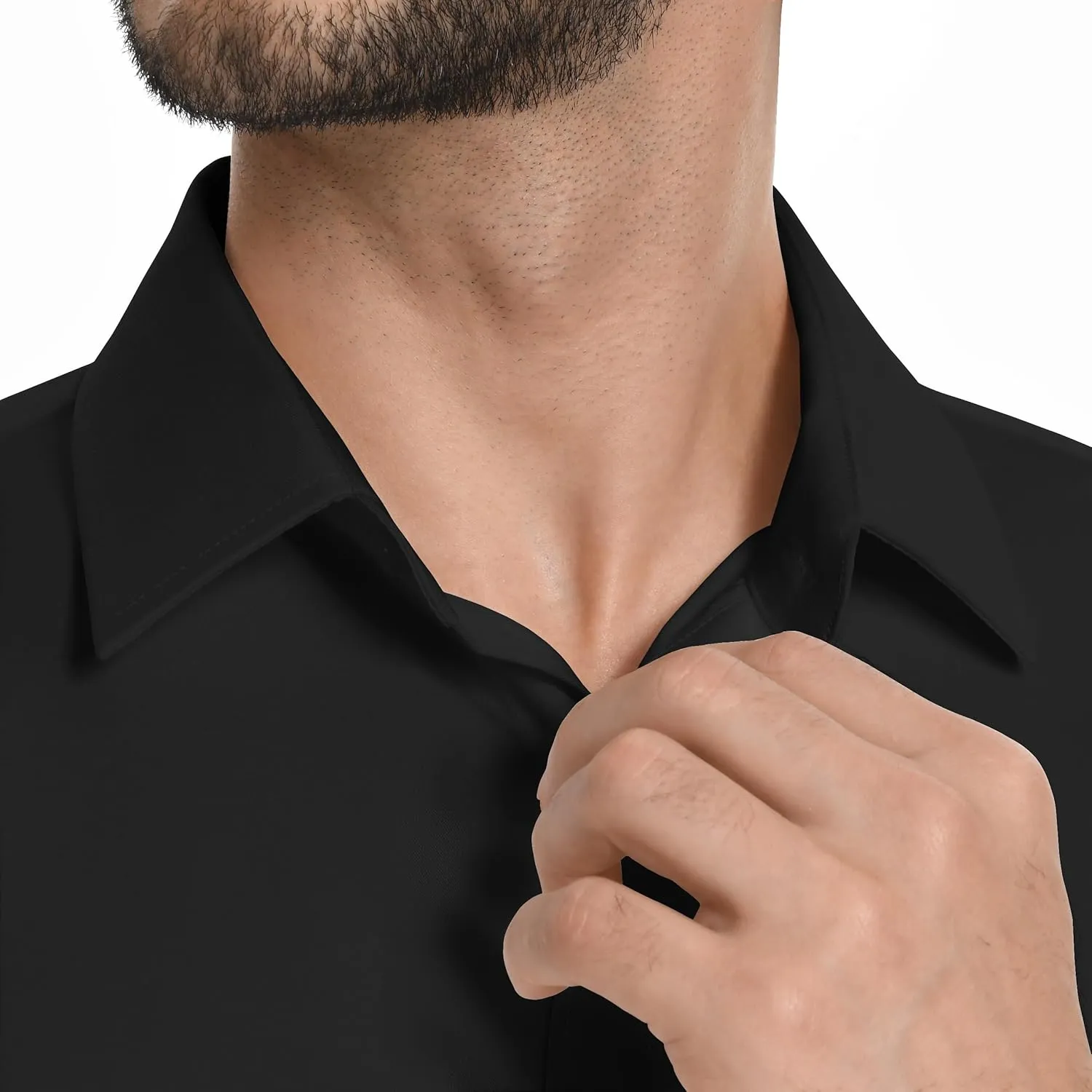 Mens Dress Shirts Long Sleeve Stretch Wrinkle Free Rgular Fit Formal Casual Wedding Prom Button Up Shirt